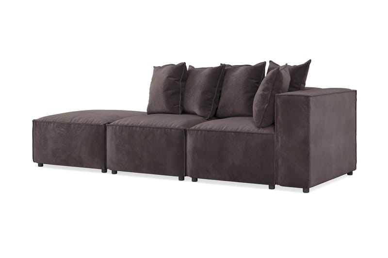 Cubo 3-personers Dyb Modulsofa + Fodskammel i Fløjl - Mørkegrå - Møbler - Sofaer - 3 personers sofa