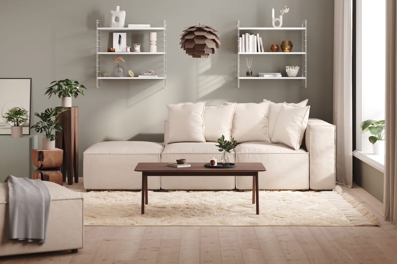 Cubo 3-personers Dyb Modulsofa + Fodskammel i Stof - Beige - Møbler - Sofaer - 3 personers sofa