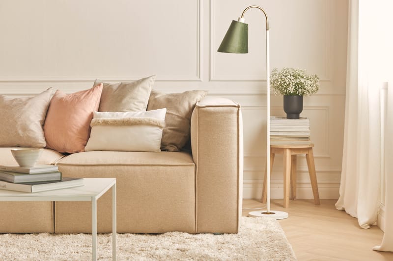 Cubo 3-personers Dyb Modulsofa + Fodskammel i Stof - Beige - Møbler - Sofaer - 3 personers sofa