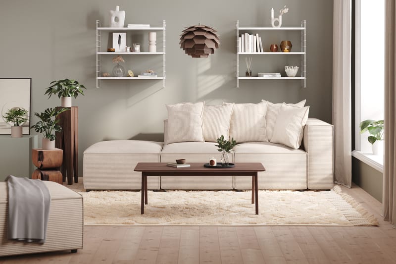 Cubo 3-personers Dyb Modulsofa + Fodskammel i Manchester - Beige - Møbler - Sofaer - 3 personers sofa