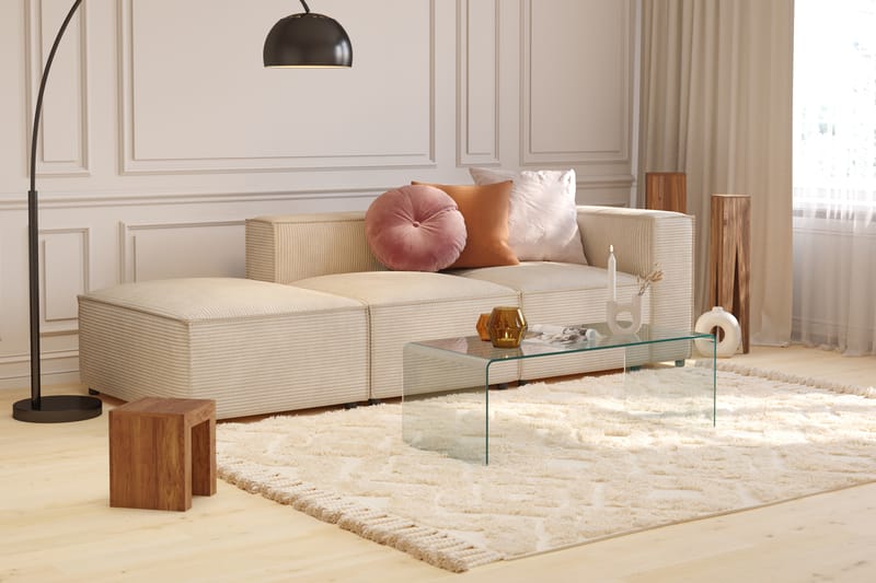 Cubo 3-personers Dyb Modulsofa + Fodskammel i Manchester - Beige - Møbler - Sofaer - 3 personers sofa