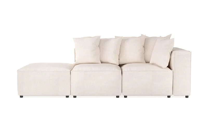 Cubo 3-personers Dyb Modulsofa + Fodskammel i Stof, Beige