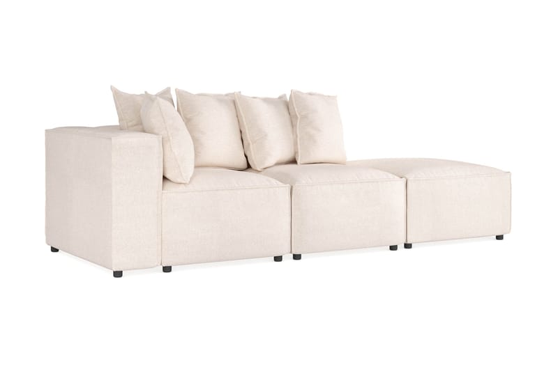 Cubo 3-personers Dyb Modulsofa + Fodskammel i Stof - Beige - Møbler - Sofaer - Modulsofaer - Komplet modulsofa