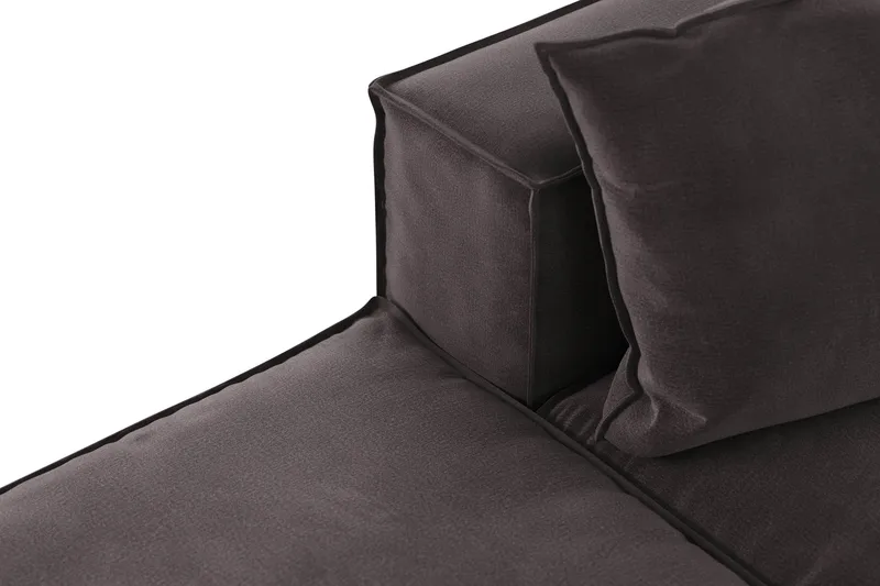 Cubo 3-personers Dyb Modulsofa + Fodskammel i Fløjl - Mørkegrå - Møbler - Sofaer - Modulsofaer - Komplet modulsofa