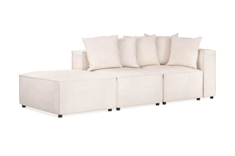 Cubo 3-personers Dyb Modulsofa + Fodskammel i Stof - Beige - Møbler - Sofaer - Modulsofaer - Komplet modulsofa