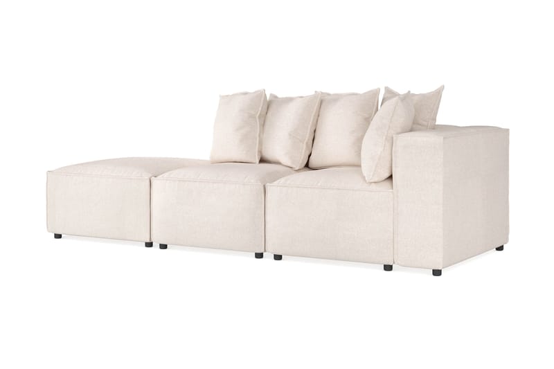 Cubo 3-personers Dyb Modulsofa + Fodskammel i Stof - Beige - Møbler - Sofaer - Modulsofaer - Komplet modulsofa