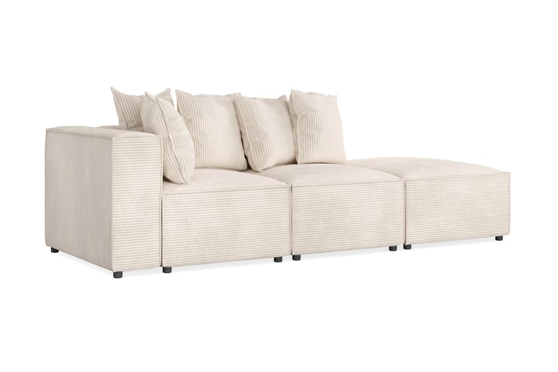 Cubo 3-personers Dyb Modulsofa + Fodskammel i Manchester - Beige - Møbler - Sofaer - Modulsofaer - Komplet modulsofa