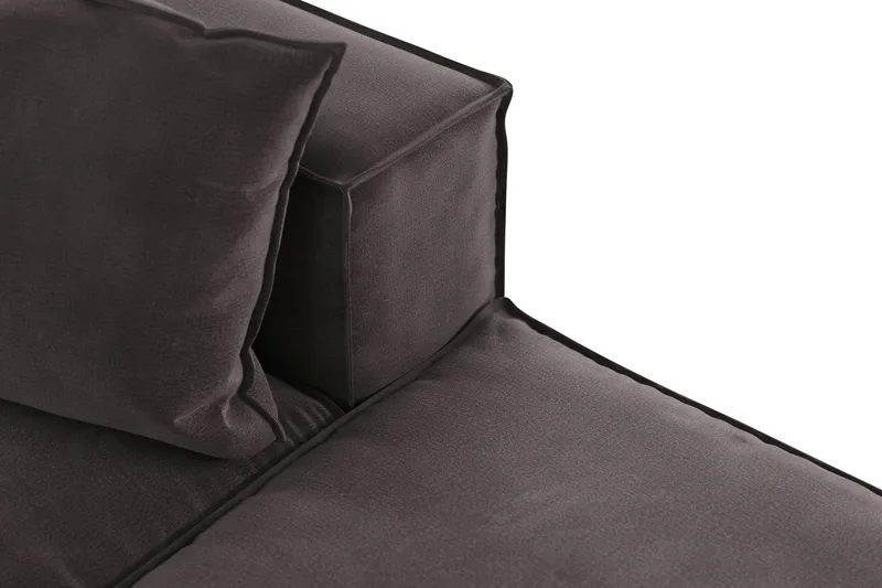 Cubo 3-personers Dyb Modulsofa + Fodskammel i Fløjl - Mørkegrå - Møbler - Sofaer - Modulsofaer - Komplet modulsofa