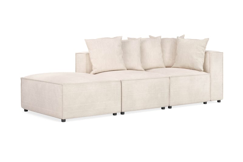 Cubo 3-personers Dyb Modulsofa + Fodskammel i Manchester - Beige - Møbler - Sofaer - Modulsofaer - Komplet modulsofa