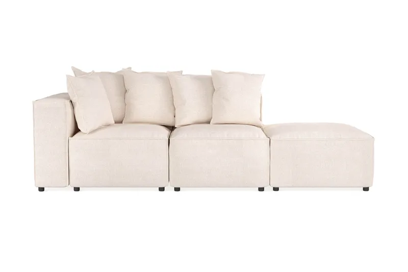 Cubo 3-personers Dyb Modulsofa + Fodskammel i Stof, Beige