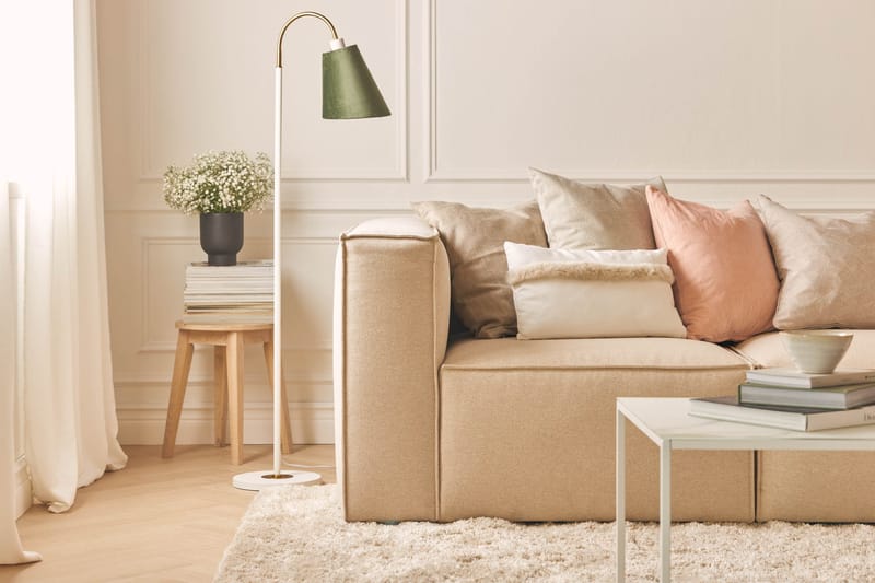 Cubo 3-personers Dyb Modulsofa + Fodskammel i Stof - Beige - Møbler - Sofaer - Modulsofaer - Komplet modulsofa