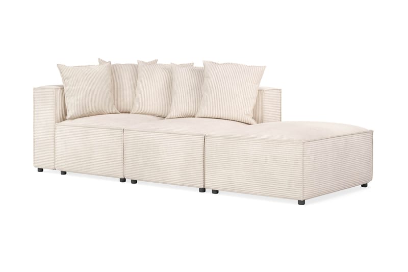 Cubo 3-personers Dyb Modulsofa + Fodskammel i Manchester - Beige - Møbler - Sofaer - Modulsofaer - Komplet modulsofa