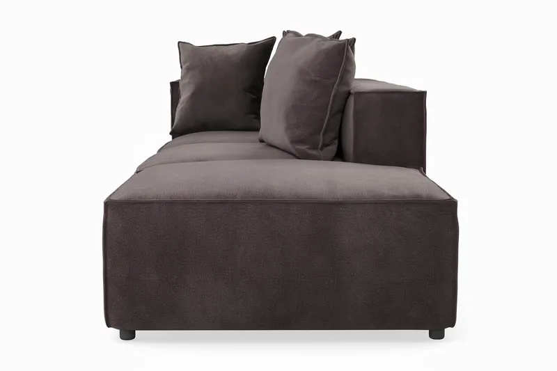 Cubo 3-personers Dyb Modulsofa + Fodskammel i Fløjl - Mørkegrå - Møbler - Sofaer - Modulsofaer - Komplet modulsofa