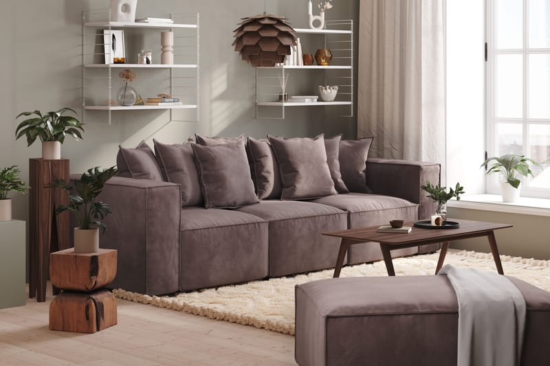 Cubo 4-personers Dyb Modulsofa i Fløjl - Mørkegrå - Møbler - Sofaer - 3 personers sofa