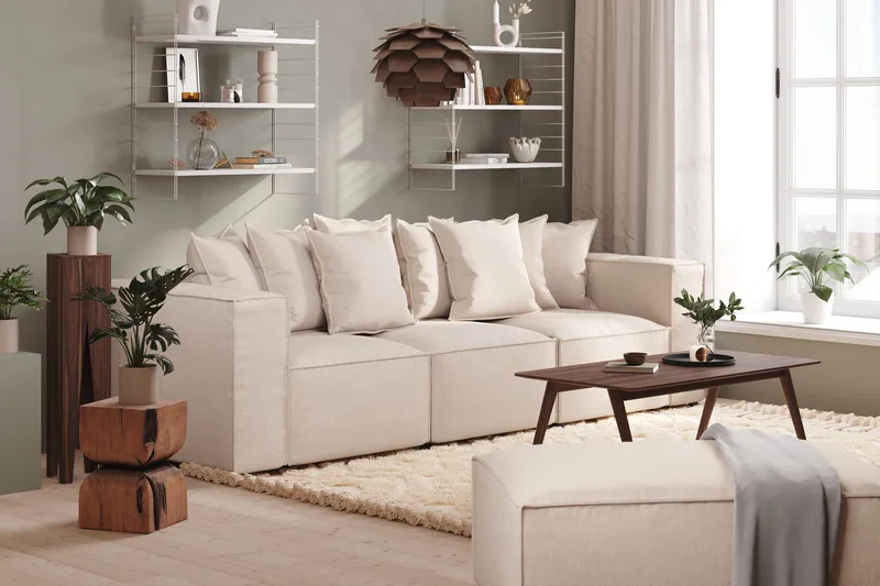 Cubo 4-personers Dyb Modulsofa i Stof - Beige - Møbler - Sofaer - 3 personers sofa
