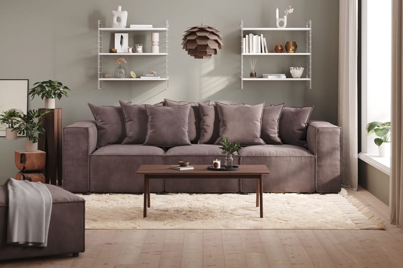 Cubo 4-personers Dyb Modulsofa i Fløjl - Mørkegrå - Møbler - Sofaer - 3 personers sofa