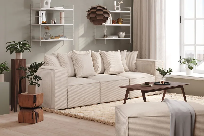 Cubo 4-personers Dyb Modulsofa i Manchester - Beige - Møbler - Sofaer - 3 personers sofa