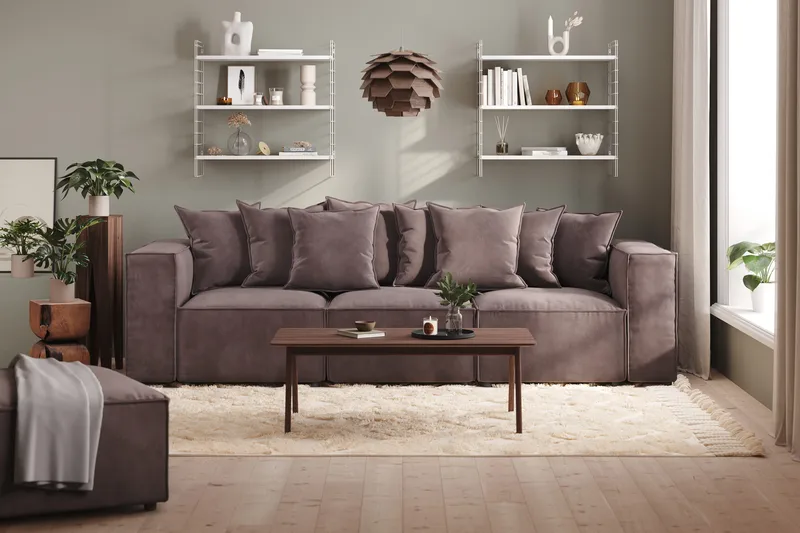 Cubo 4-personers Dyb Modulsofa i Fløjl - Mørkegrå - Møbler - Sofaer - 3 personers sofa