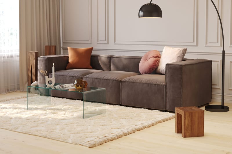 Cubo 4-personers Dyb Modulsofa i Fløjl - Mørkegrå - Møbler - Sofaer - 3 personers sofa