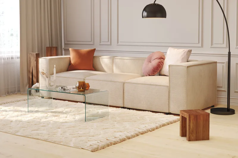 Cubo 4-personers Dyb Modulsofa i Manchester - Beige - Møbler - Sofaer - 3 personers sofa