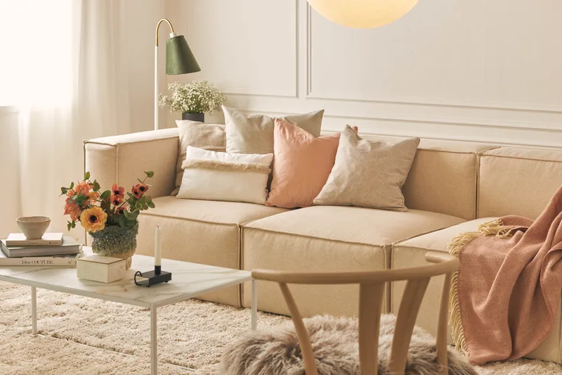 Cubo 4-personers Dyb Modulsofa i Stof - Beige - Møbler - Sofaer - 3 personers sofa