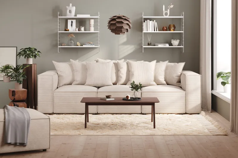 Cubo 4-personers Dyb Modulsofa i Manchester - Beige - Møbler - Sofaer - 3 personers sofa