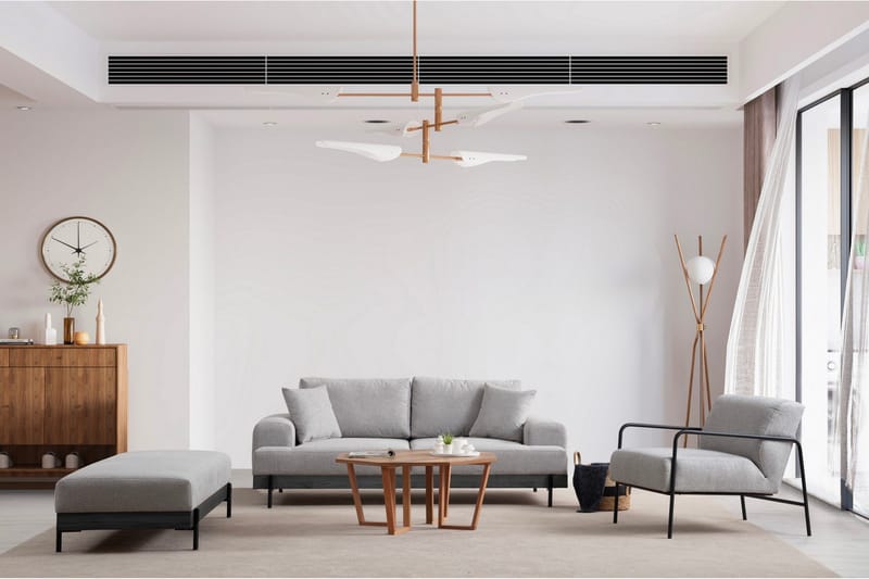 Eti 3-personers Sofa 98 cm i Stof med Lave Armlæn - Grå - Møbler - Sofaer - 3 personers sofa