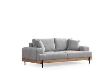 Eti 3-personers Sofa i Stof med Træunderstel - Grå - Møbler - Sofaer - 3 personers sofa