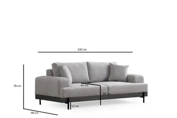 Eti 3-personers Sofa 98 cm i Stof med Lave Armlæn - Grå - Møbler - Sofaer - 3 personers sofa