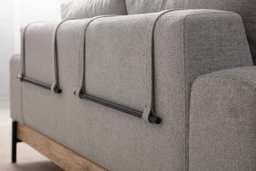 Eti 3-personers Sofa i Stof med Træunderstel - Grå - Møbler - Sofaer - 3 personers sofa