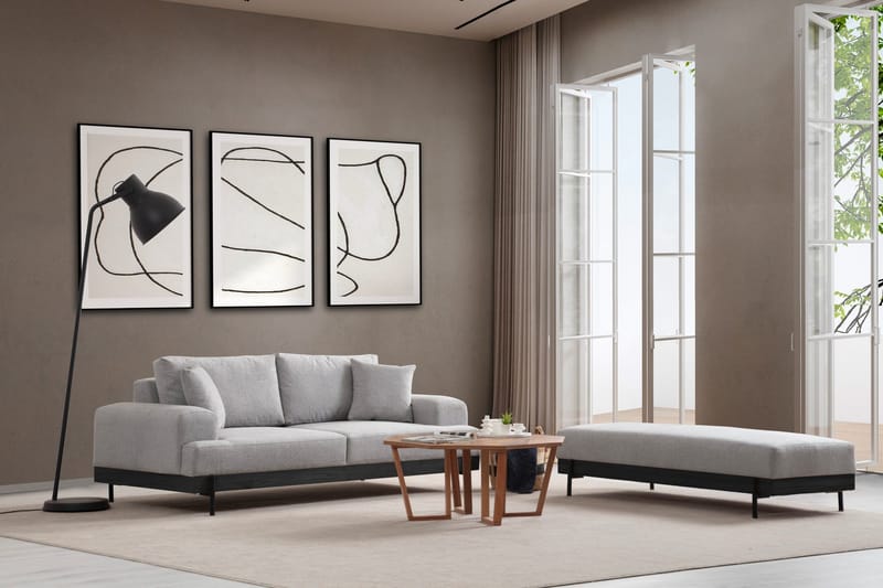 Eti 3-personers Sofa 98 cm i Stof med Lave Armlæn - Grå - Møbler - Sofaer - 3 personers sofa