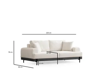 Eti 3-personers Sofa 98 cm i Stof med Lave Armlæn - Hvid - Møbler - Sofaer - 3 personers sofa