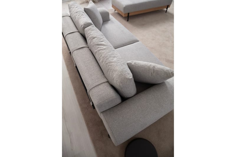 Eti 3-personers Sofa i Stof med Træunderstel - Grå - Møbler - Sofaer - 3 personers sofa