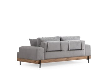 Eti 3-personers Sofa i Stof med Træunderstel - Grå - Møbler - Sofaer - 3 personers sofa