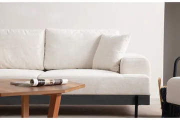 Eti 3-personers Sofa 98 cm i Stof med Lave Armlæn - Hvid - Møbler - Sofaer - 3 personers sofa