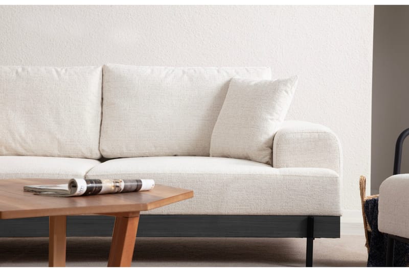 Eti 3-personers Sofa 98 cm i Stof med Lave Armlæn - Hvid - Møbler - Sofaer - 3 personers sofa
