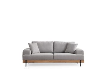 Eti 3-personers Sofa i Stof med Træunderstel - Grå - Møbler - Sofaer - 3 personers sofa