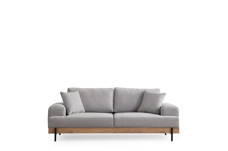 Eti 3-personers Sofa i Stof med Træunderstel - Grå - Møbler - Sofaer - 3 personers sofa