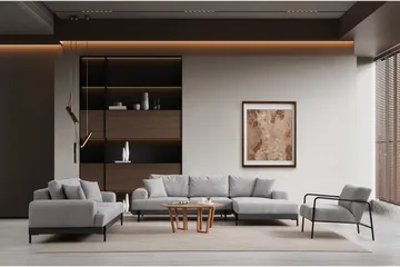 Eti 3-personers Sofa 98 cm i Stof med Lave Armlæn - Grå - Møbler - Sofaer - 3 personers sofa