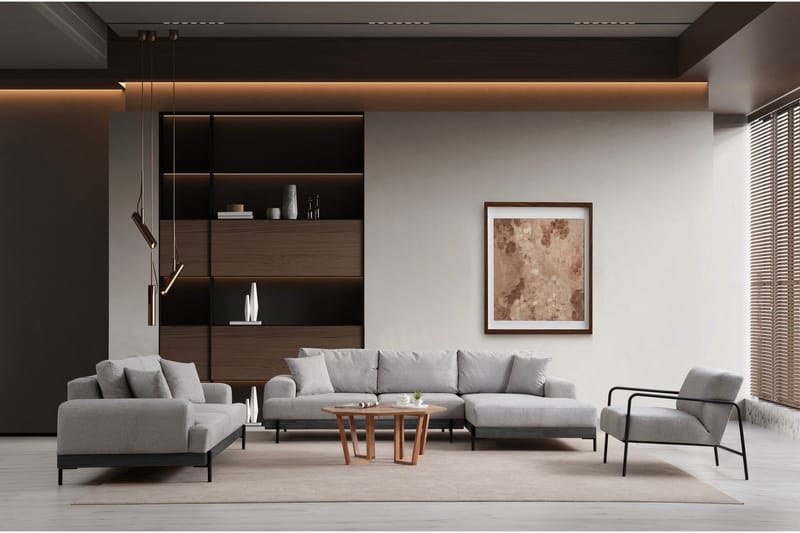 Eti 3-personers Sofa 98 cm i Stof med Lave Armlæn - Grå - Møbler - Sofaer - 3 personers sofa