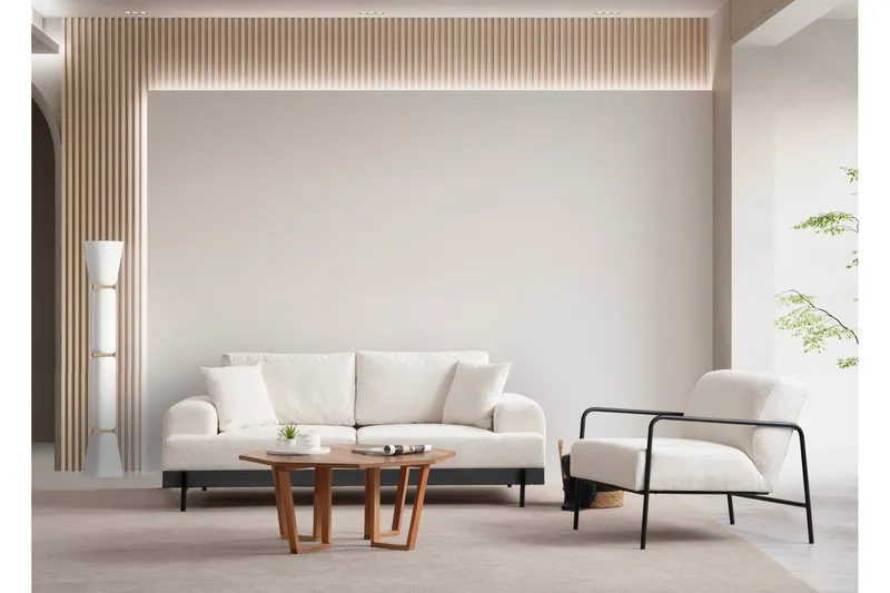 Eti 3-personers Sofa 98 cm i Stof med Lave Armlæn, Hvid