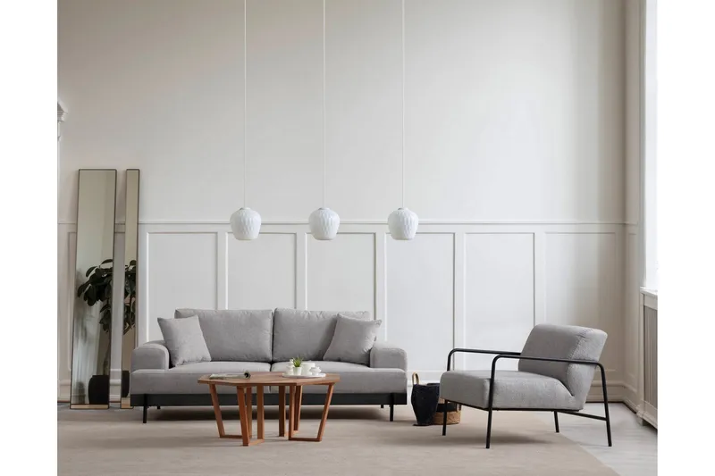 Eti 3-personers Sofa 98 cm i Stof med Lave Armlæn, Grå