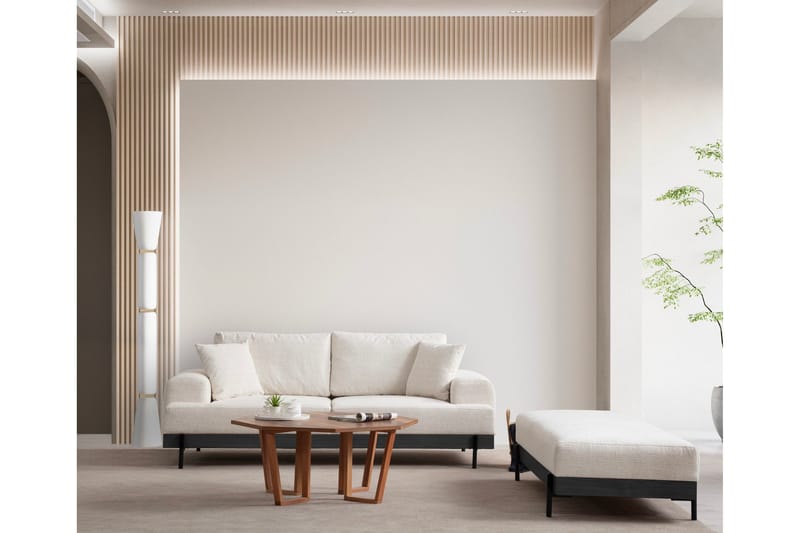 Eti 3-personers Sofa 98 cm i Stof med Lave Armlæn - Hvid - Møbler - Sofaer - 3 personers sofa