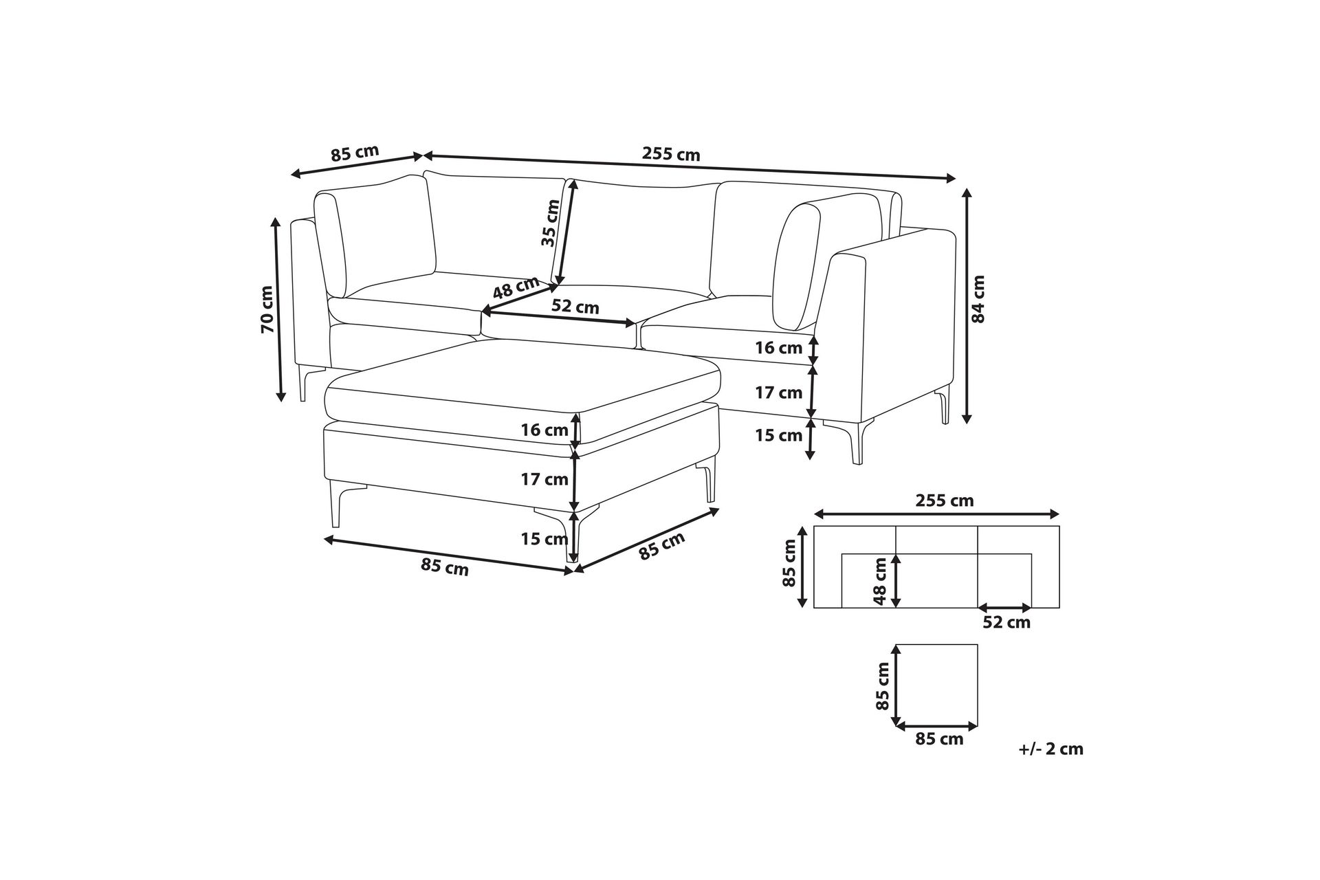 Evja 3-Pers. Sofa med Fodskammel - Velour/Grøn - Møbler - Sofaer - 3 personers sofa