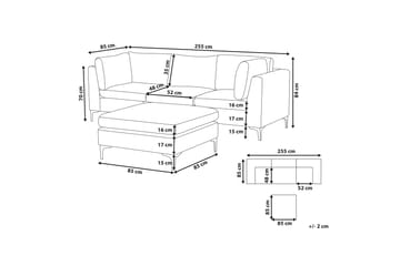Evja 3-Pers. Sofa med Fodskammel - Velour/Grøn - Møbler - Sofaer - 3 personers sofa