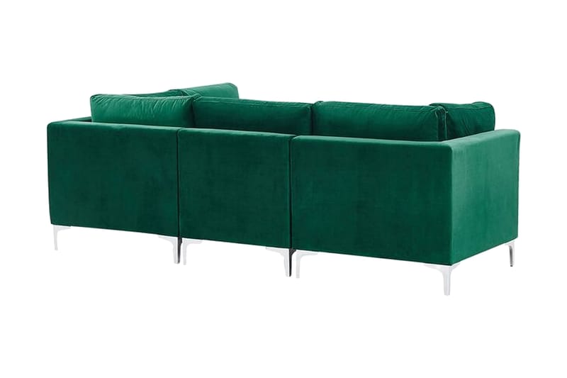 Evja 3-Pers. Sofa med Fodskammel - Velour/Grøn - Møbler - Sofaer - 3 personers sofa