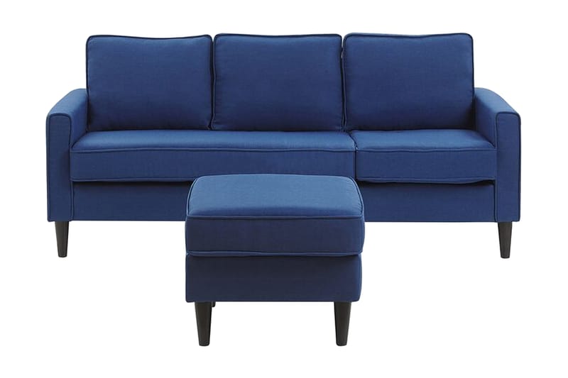 Fuimaono Sofa med Fodskammel - Blå - Møbler - Sofaer - 3 personers sofa
