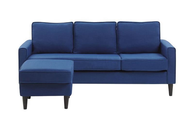 Fuimaono Sofa med Fodskammel - Blå - 3 personers sofa