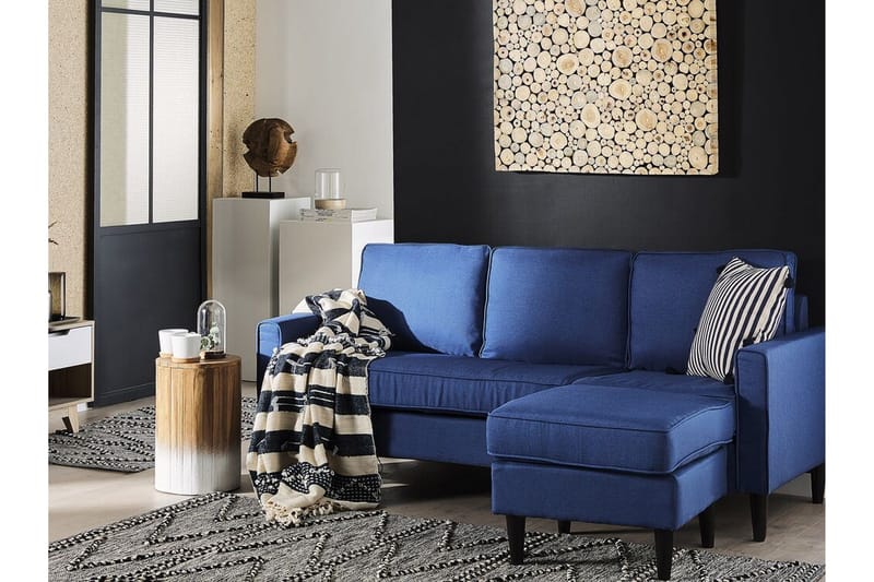 Fuimaono Sofa med Fodskammel - Blå - Møbler - Sofaer - 3 personers sofa