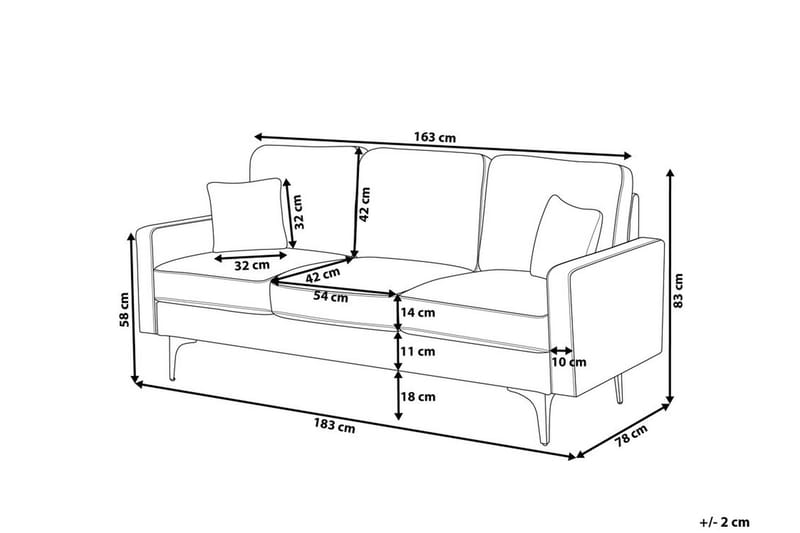 Gavle Sofa 3 sæder - Brun - 3 personers sofa